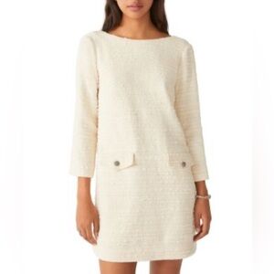 NWT BA&SH Auxane tweed mini dress long sleeve ecru size M